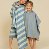 Poncho Towel - Khaki & Blue Stripes