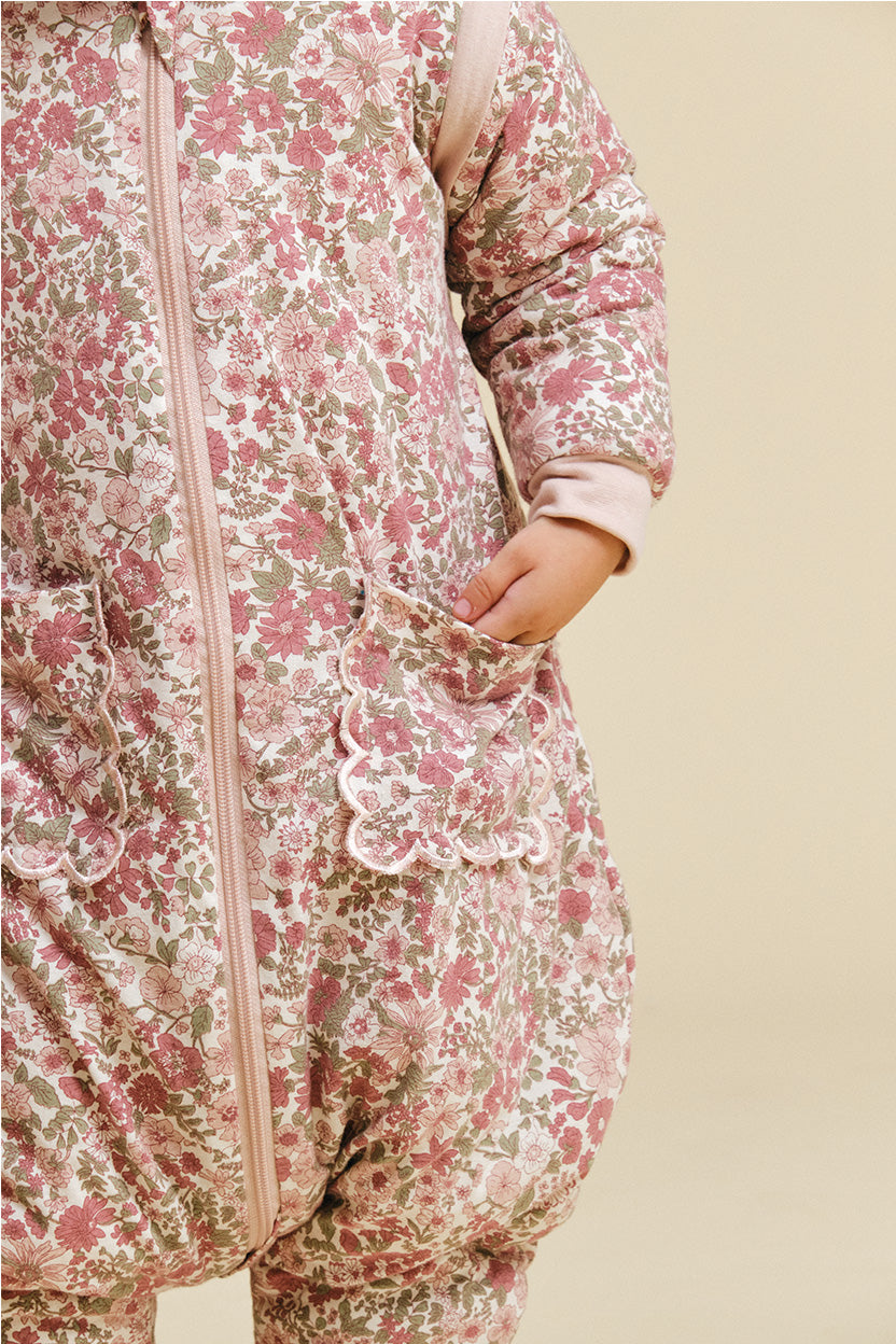 Sleeping jumpsuit with sleeves and socks - Winter Commelina - TOG 2.5