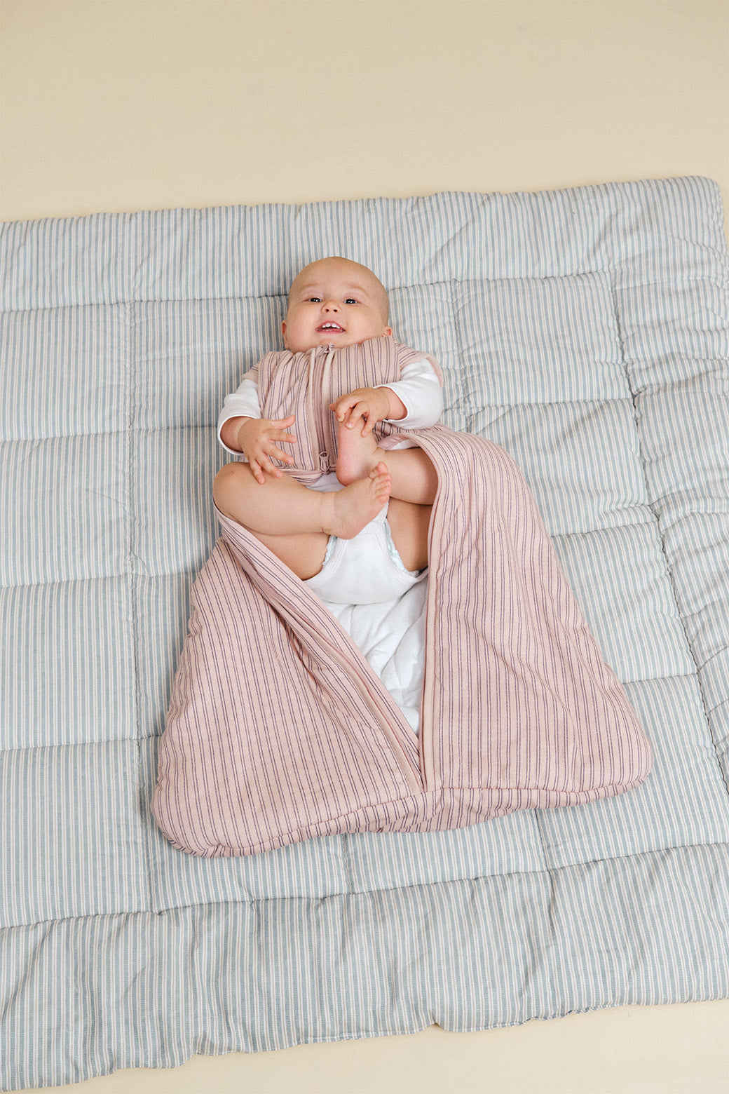 Baby sleeping bag - Navy and Pink Stripes - TOG 2.5