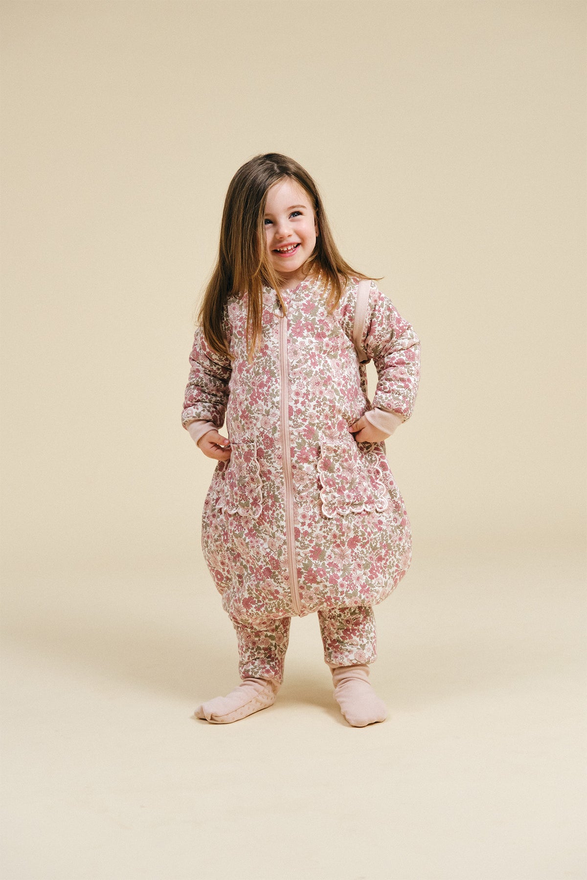 Sleeping jumpsuit with sleeves and socks - Winter Commelina - TOG 2.5