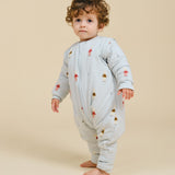 Sleeping jumpsuit with sleeves and socks - Sleepy Bunnies - TOG 2.5