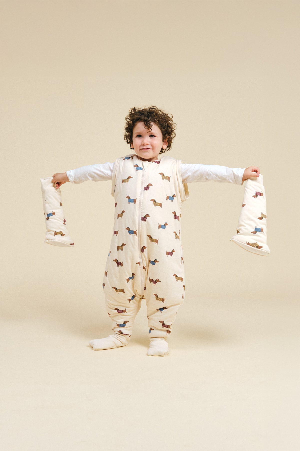 Sleeping jumpsuit with sleeves and socks - Fancy Teckels - TOG 2.5