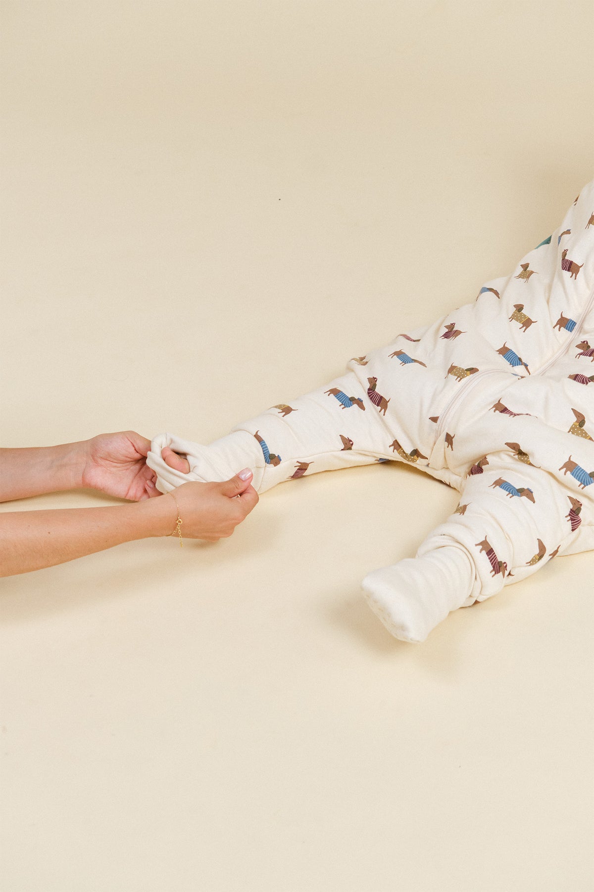 Sleeping jumpsuit with sleeves and socks - Fancy Teckels - TOG 2.5