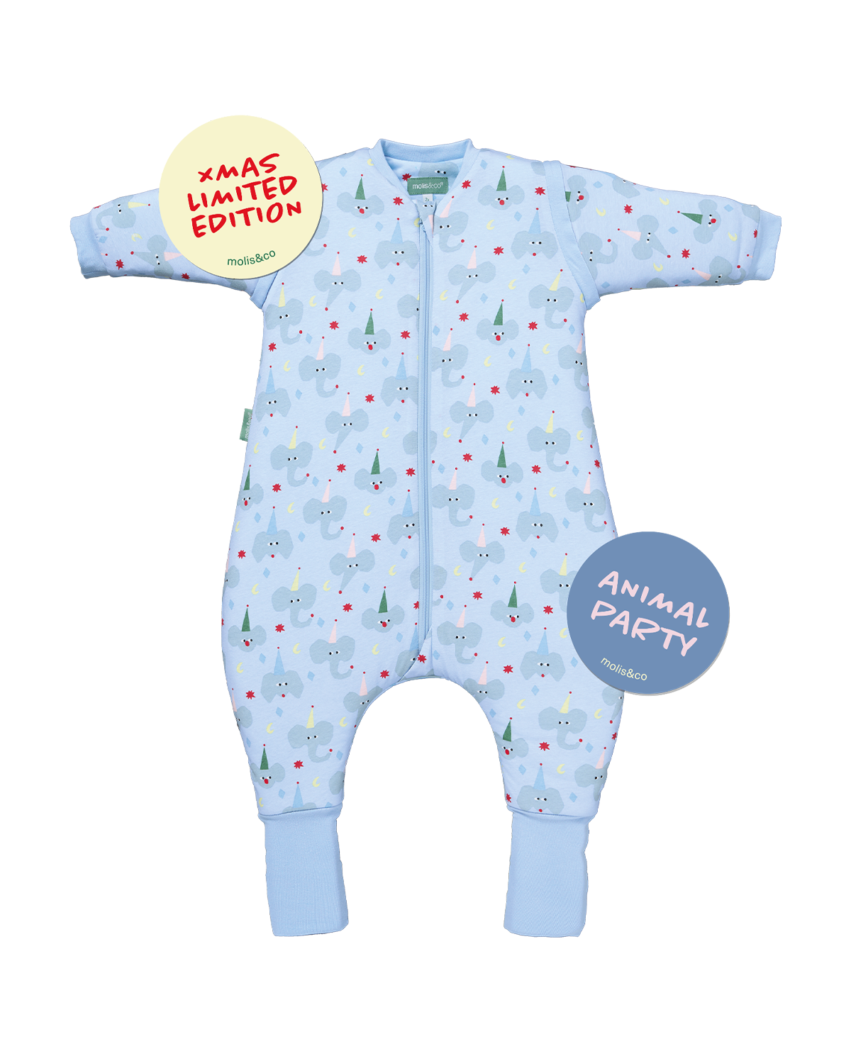 Sleeping jumpsuit with sleeves and socks - Animal Party - TOG 2.5