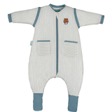Sleeping jumpsuit with sleeves and socks - Blue Stripes - TOG 2.5