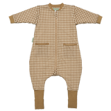 Sleeping jumpsuit with sleeves and socks - Brown Checks - TOG 1