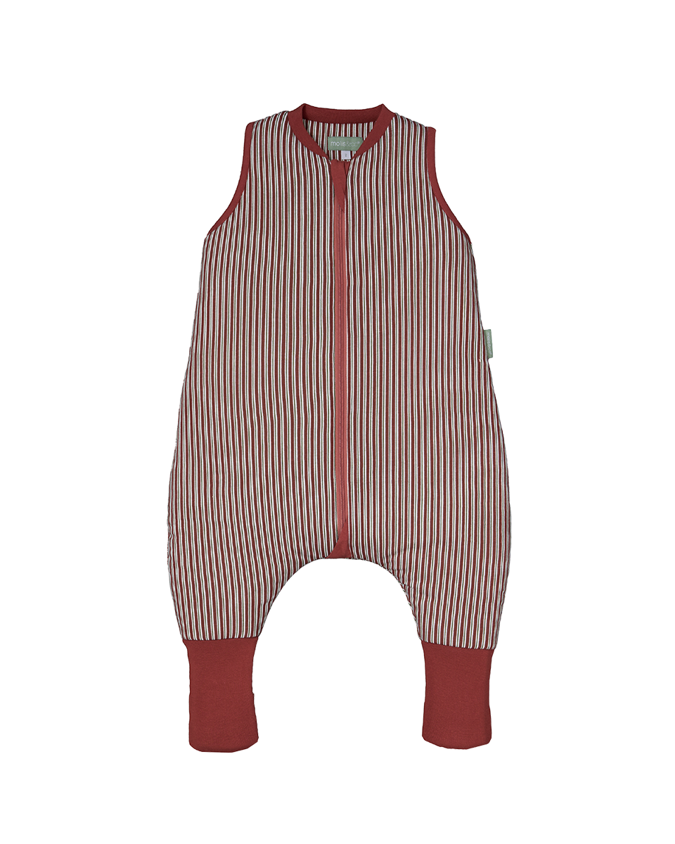 Sleeping jumpsuit with socks - Burgundy Stripes - TOG 2.5