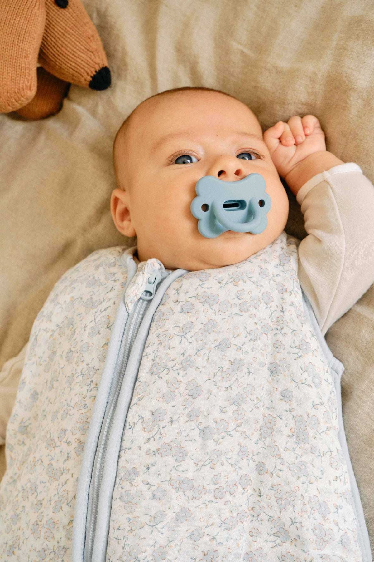 Baby sleeping bag - Bamboo muslin - Blue Blossom - TOG 2.5