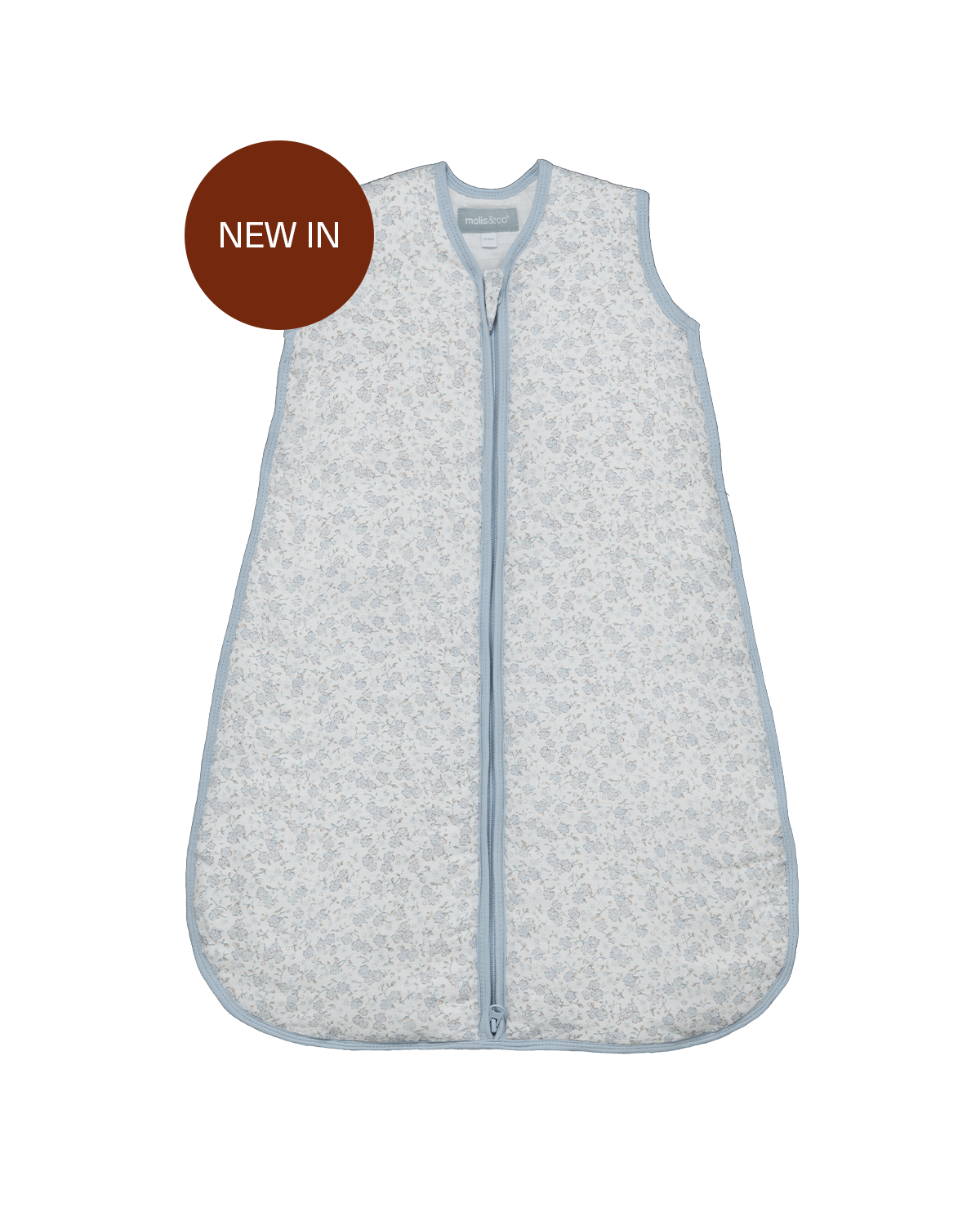 Baby sleeping bag - Bamboo muslin - Blue Blossom - TOG 2.5