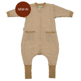 Sleeping jumpsuit with sleeves and socks - Brown Checks - TOG 1