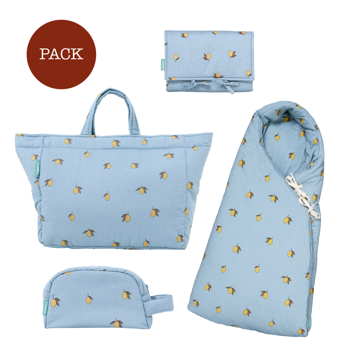 Spaziergang pack Colima (4 produkte): Kinderwagen-Fußsack + Shopper-Tasche + Faltbare Wickelauflage + Kulturbeutel