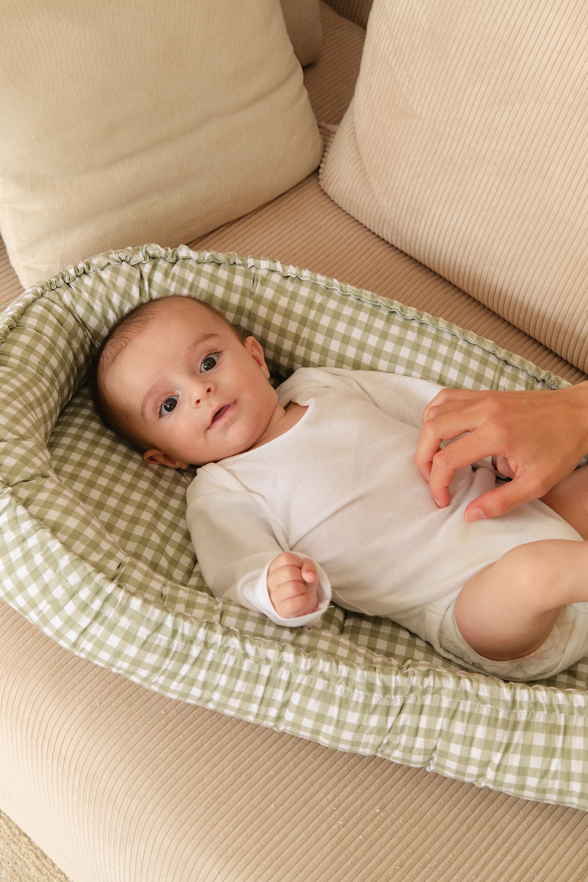 Pack Mint Tea (4 products): Changing mat + newborn nest + organizer + muslin cotton blanket