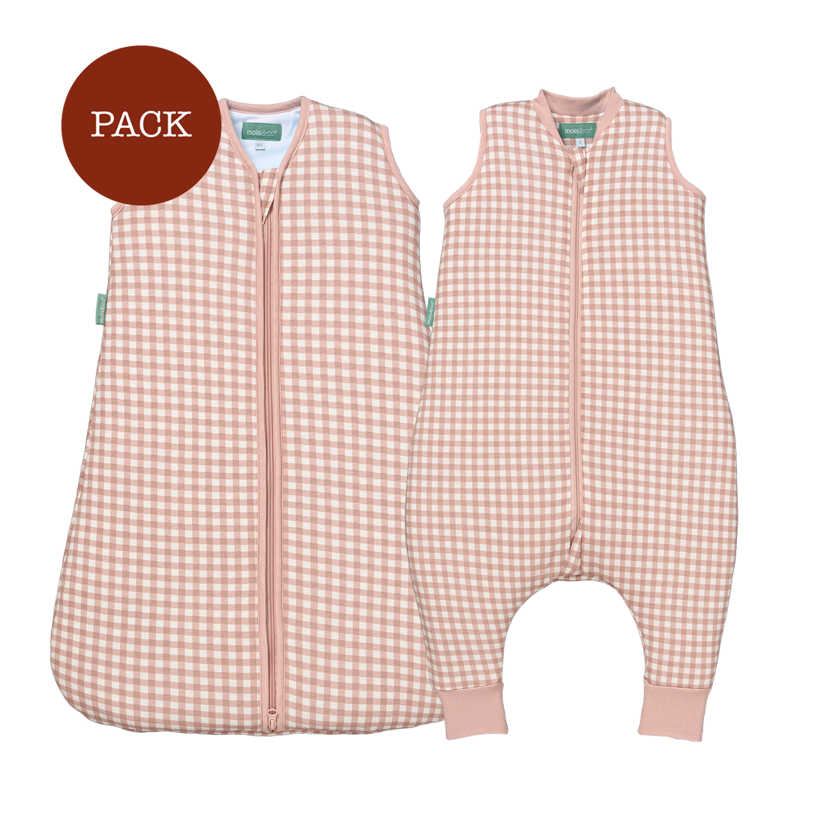 Siblings Dusty Rose Pack (2 products): sleeping jumpsuit + TOG 2.5 sleeping bag