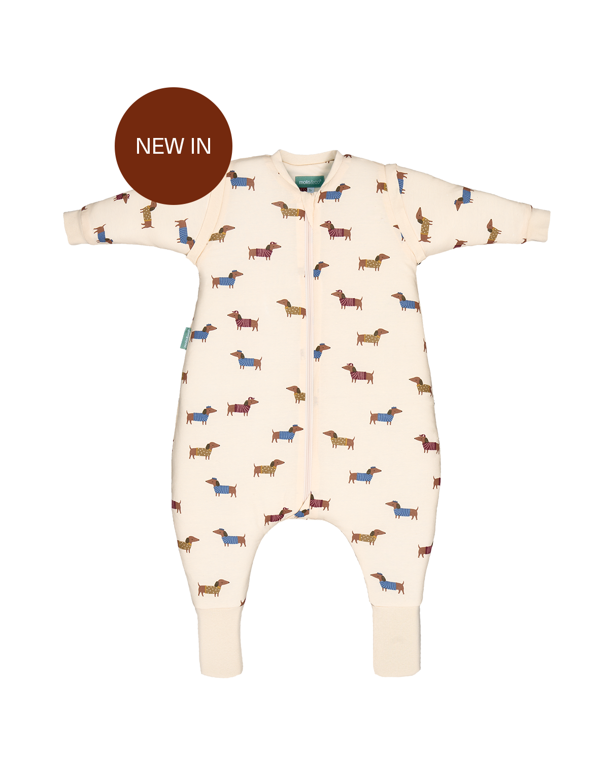 Sleeping jumpsuit with sleeves and socks - Fancy Teckels - TOG 2.5