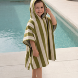 Poncho Towel - Khaki & Cream Stripes