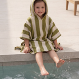 Poncho Towel - Khaki & Cream Stripes