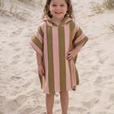 Poncho Towel - Khaki & Rose Stripes