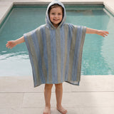 Poncho Towel - Khaki & Blue Stripes