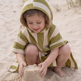 Poncho Towel - Khaki & Cream Stripes