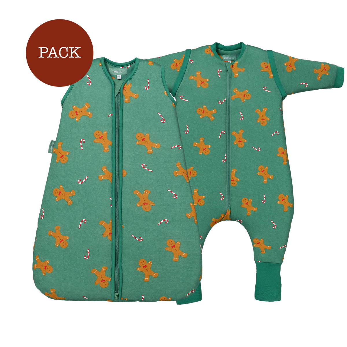 Gingerbread Siblings Pack (2 products): Sleeping jumpsuit and baby sleeping bag (TOG 2.5)