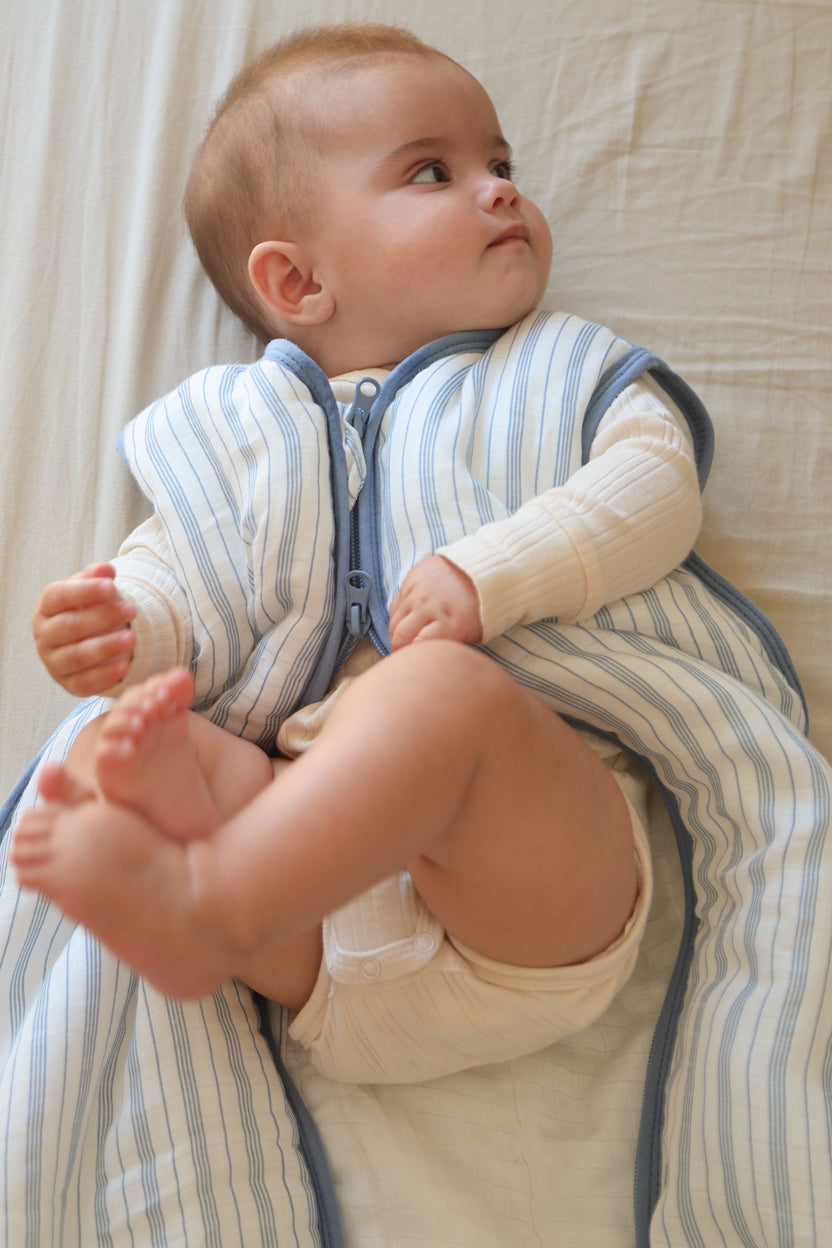 Baby sleeping bag - Bamboo muslin - Harbour Lines - TOG 2.5