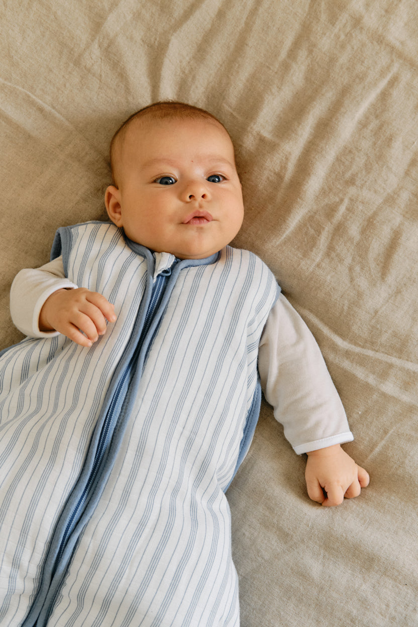 Baby sleeping bag - Bamboo muslin - Harbour Lines - TOG 2.5
