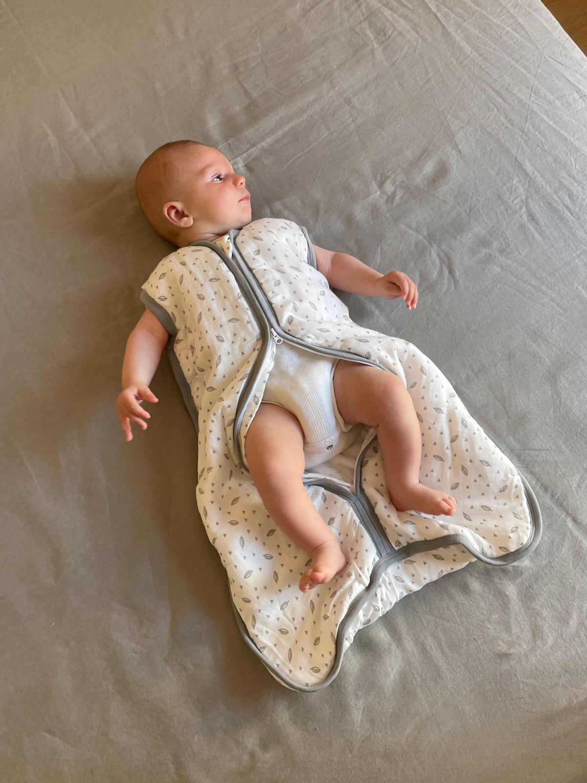 Baby sleeping bag - Cotton muslin - Leaves - TOG 1