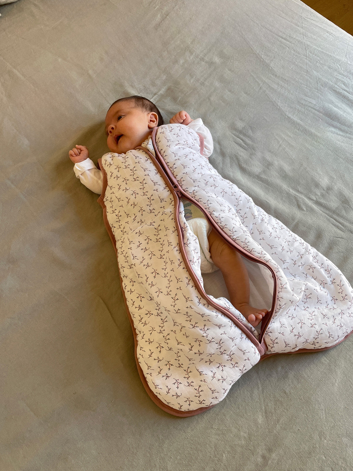Saco de dormir bebé - Muselina de algodón - Floral Pink - TOG 2.5
