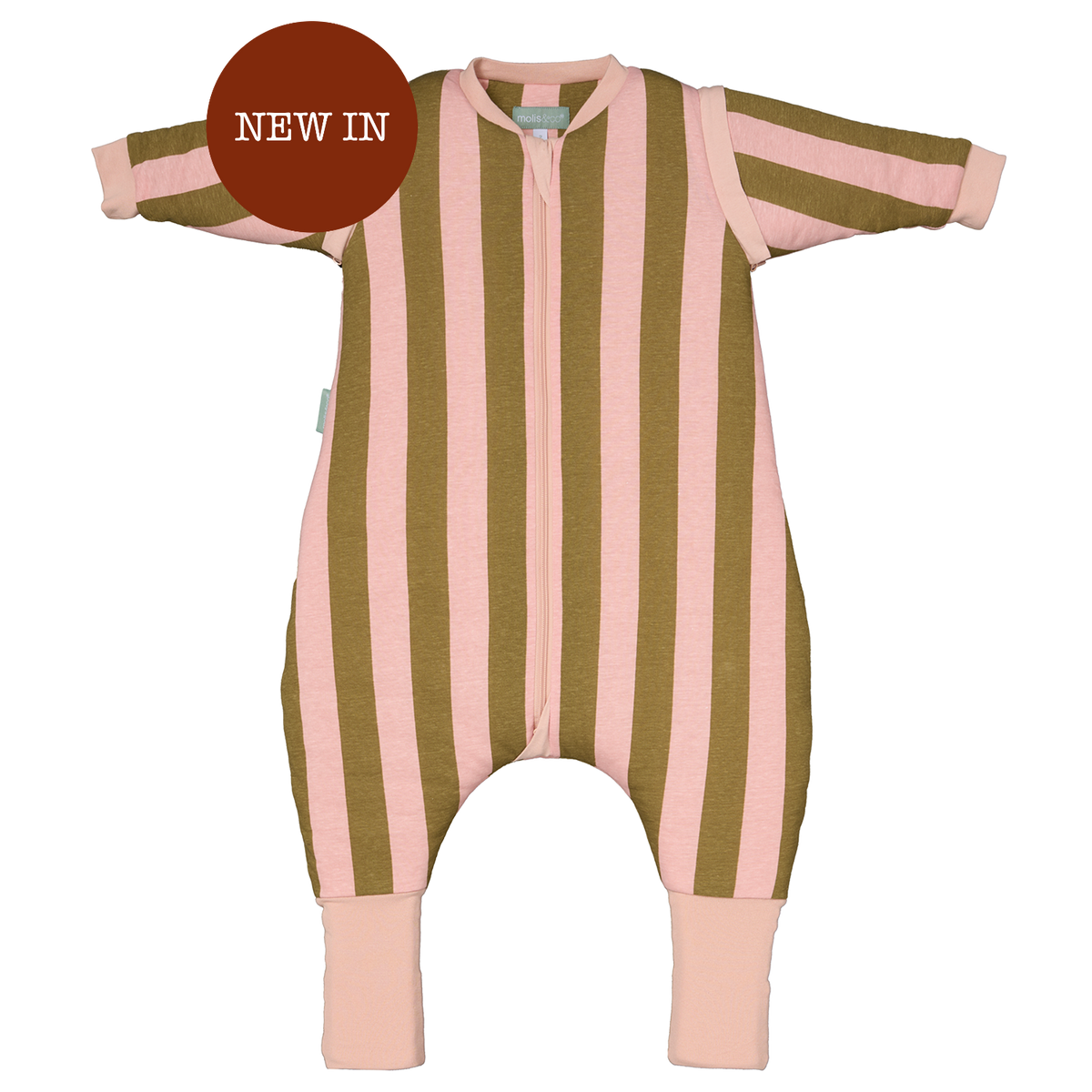 Pijama manta con mangas y calcetines antideslizantes - Khaki & Rose Stripes - TOG 2.5