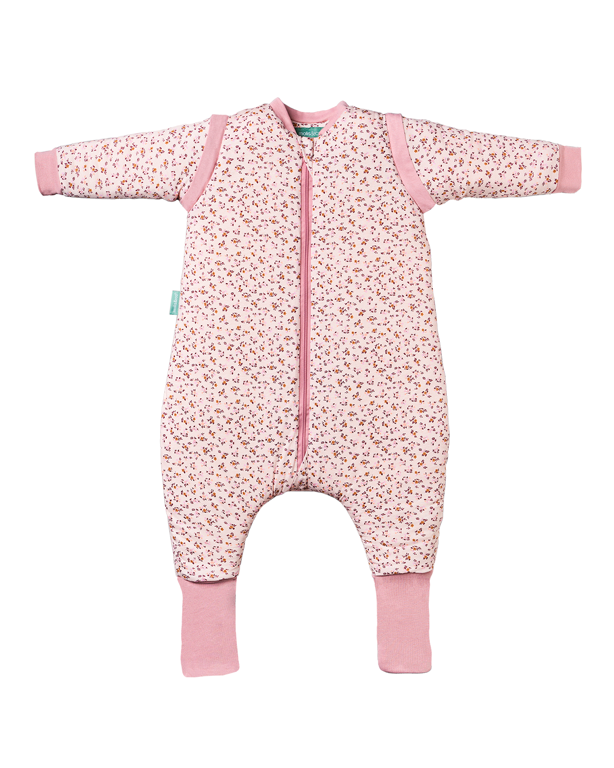 Sleeping jumpsuit with sleeves and socks - Misty Rose - TOG 2.5