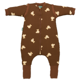 Gigoteuse à pieds avec manches et chaussettes antidérapantes - TOG 1 - Teddy Mocca - TOG 1