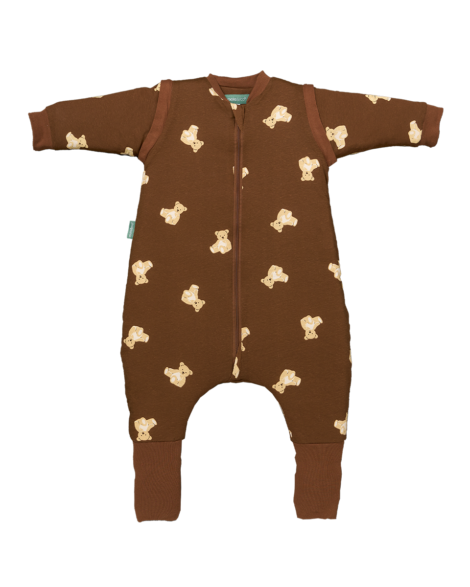 Sleeping jumpsuit with sleeves and socks -Teddy Mocca - TOG 1