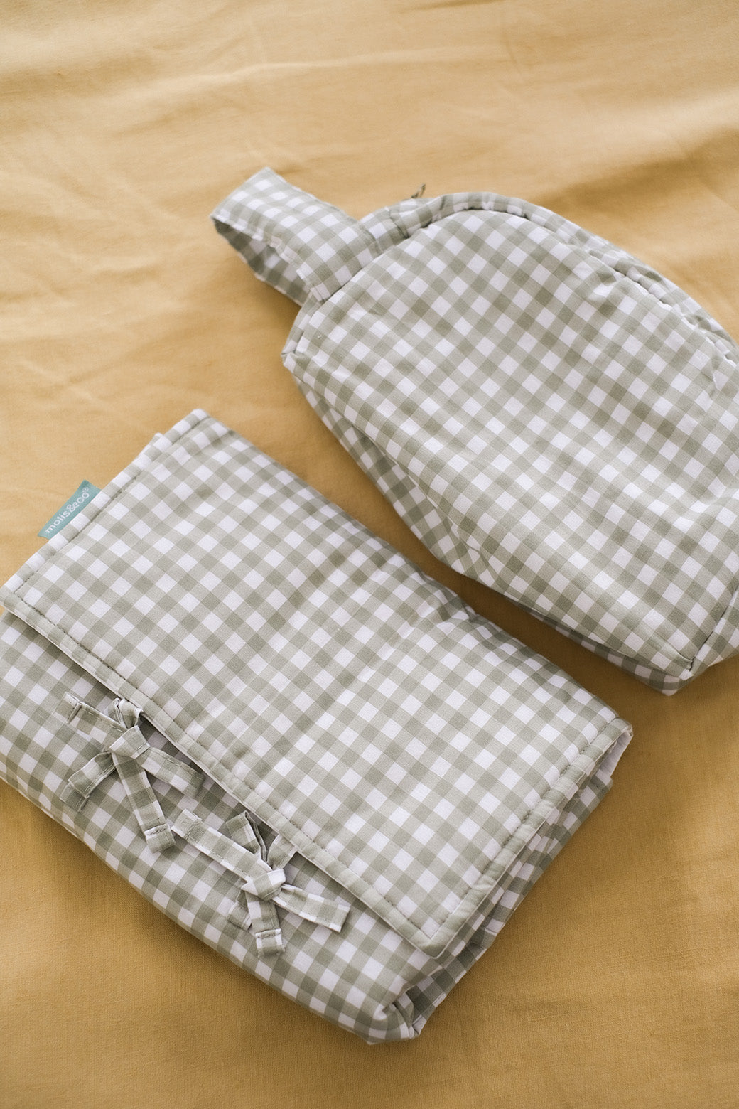 Spaziergang pack Mint Tea (4 produkte): Kinderwagen-Fußsack + Shopper-Tasche + Faltbare Wickelauflage + Kulturbeutel