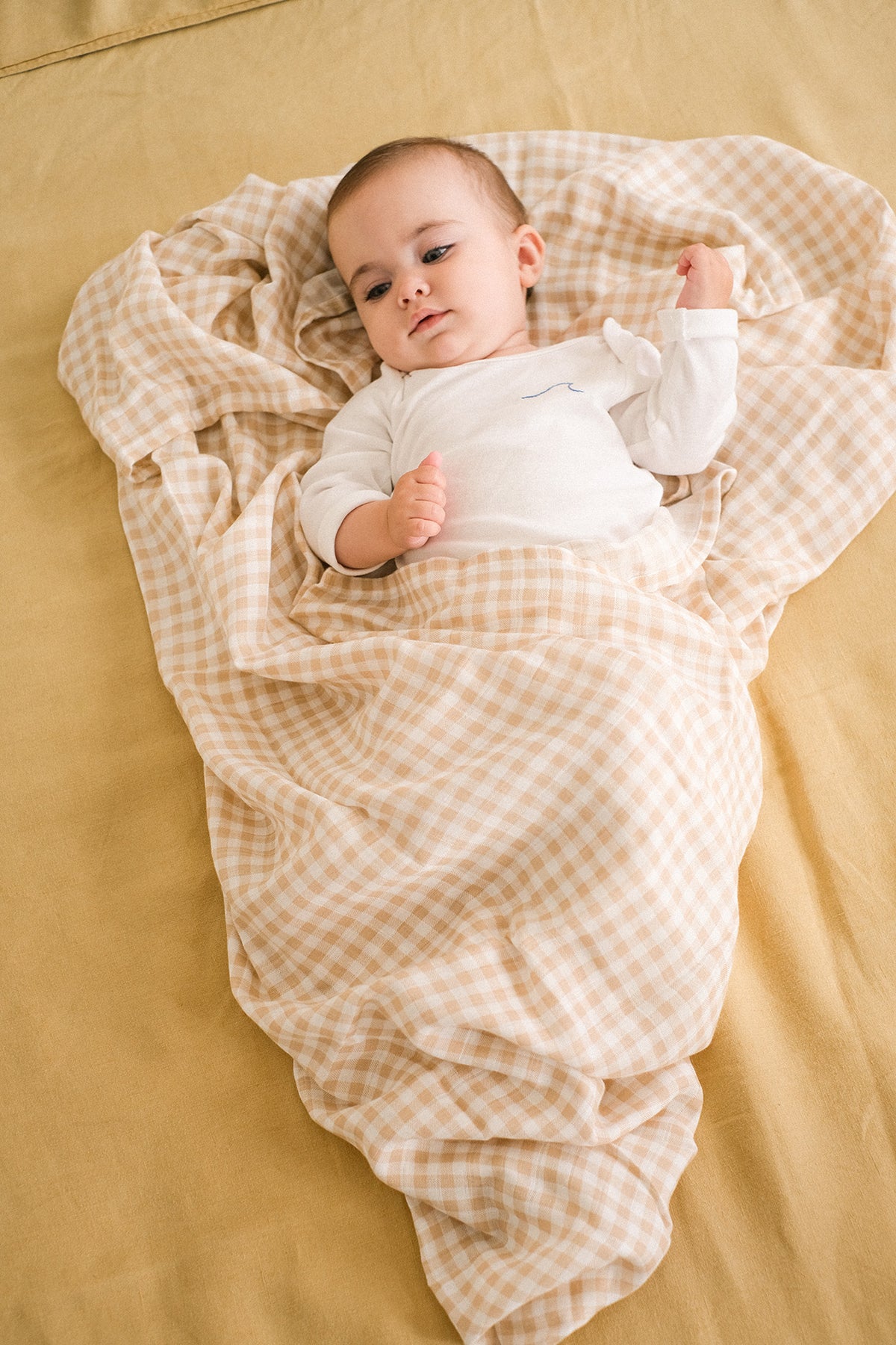 Coperta in mussola di bambu - Vichy Sand