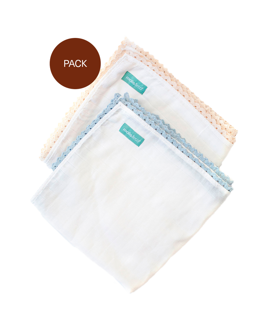 Muslin cotton blanket duo pack - Blue & Beige