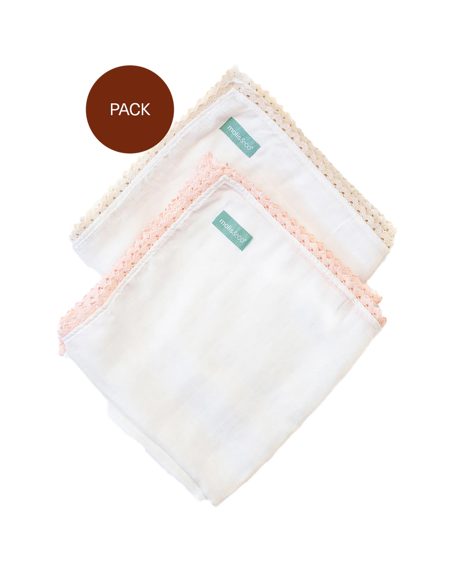 Muslin cotton blanket duo pack - Pink & Beige