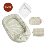 Pack Mint Tea (4 products): Changing mat + newborn nest + organizer + muslin cotton blanket