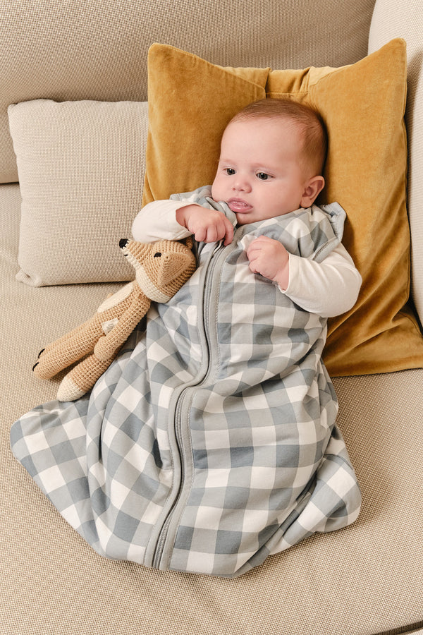 molis&co. Saco de dormir para bebé. 1.0 TOG. Ideal para primavera y otoño.  100% algodón. OEKO-TEX 100. (Adriatic Check, 18-36 meses)
