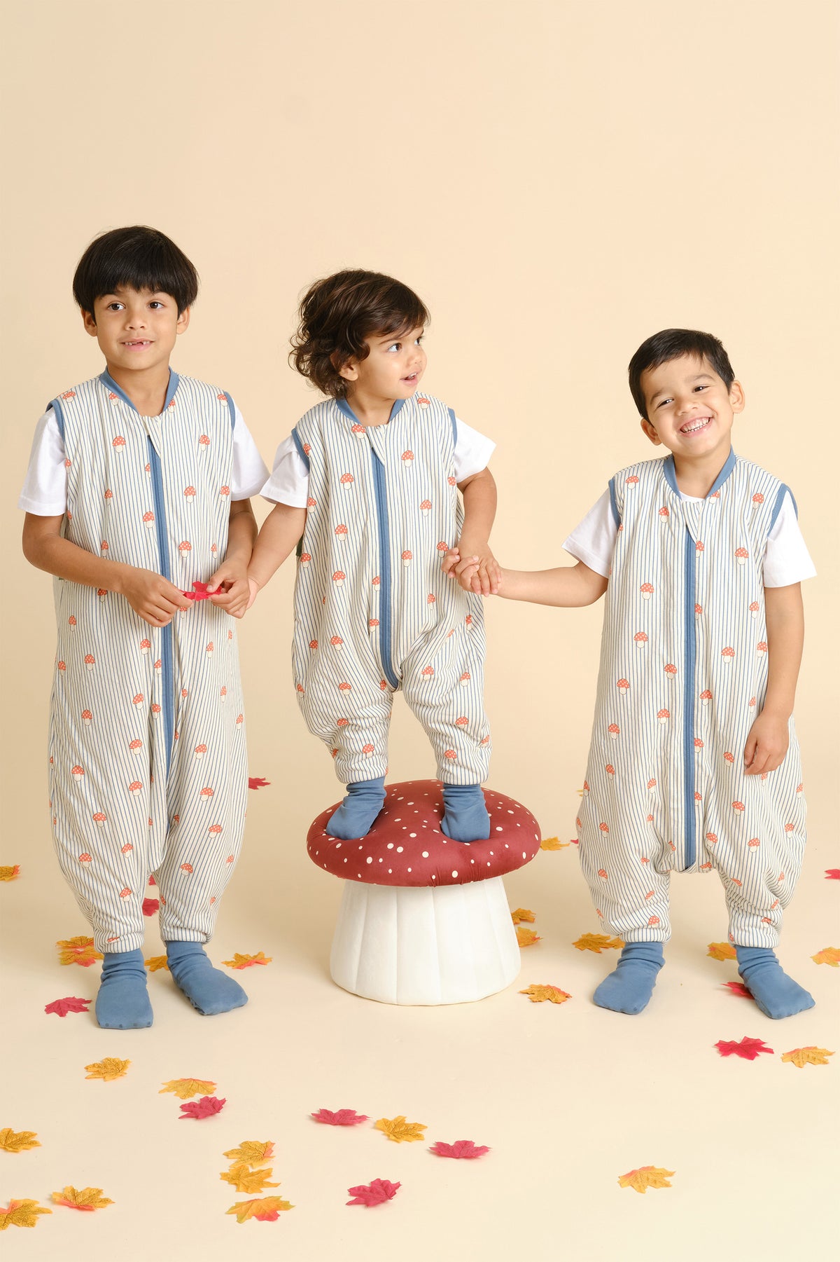 Sleeping jumpsuit with socks - Mushrooms - TOG 1