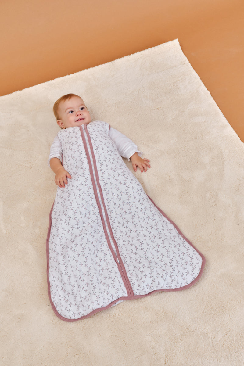 BABY SLEEPING BAG - FLORAL PINK - TOG 2.5 - COTTON MUSLIN