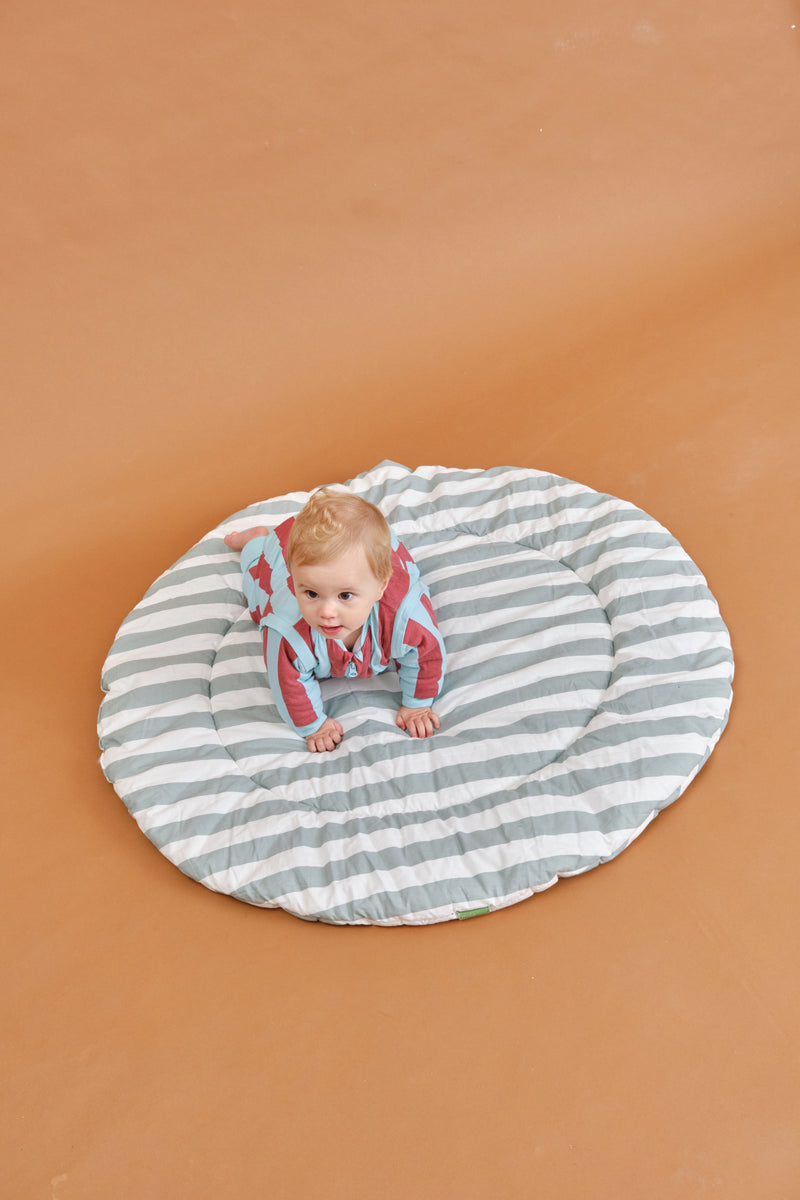 ROUNDED CRAWLING BLANKET - POPCORN STRIPES