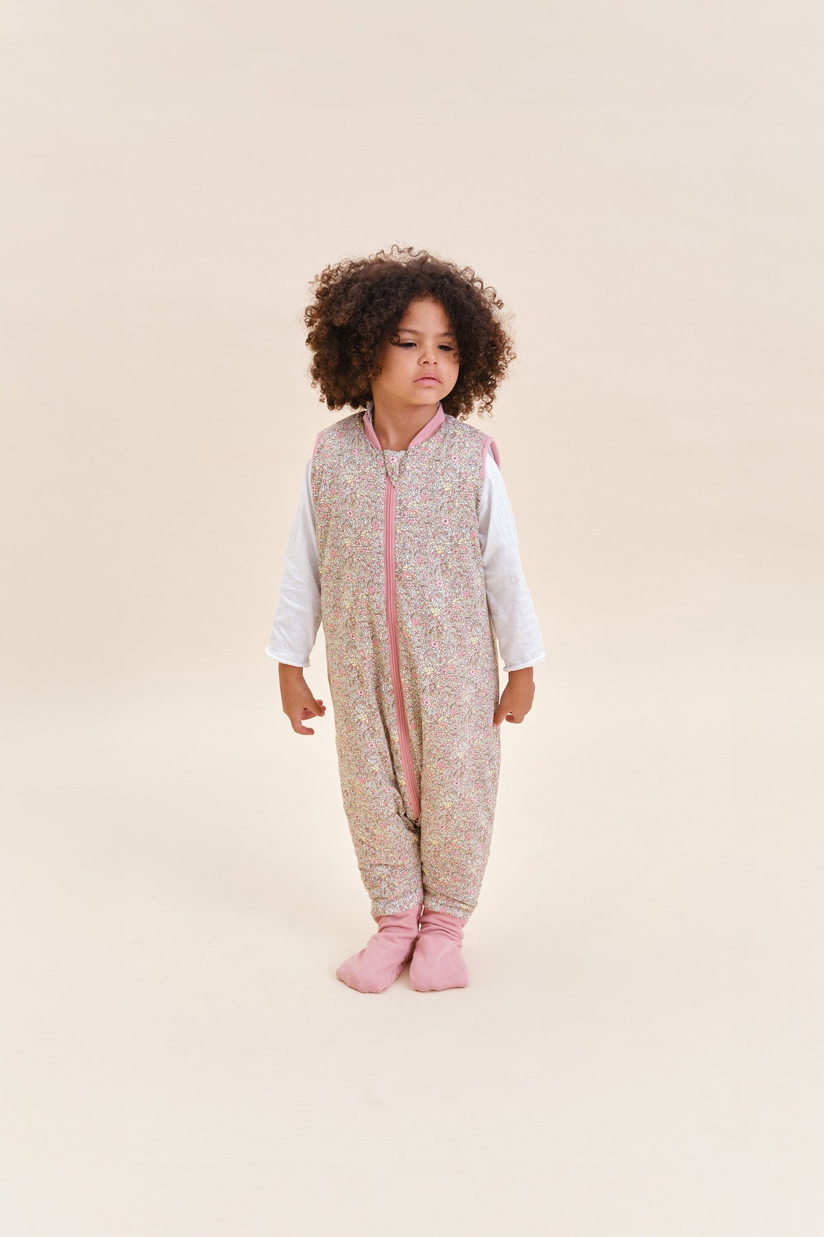 Sleeping jumpsuit with socks - Pastel Floral - TOG 2.5