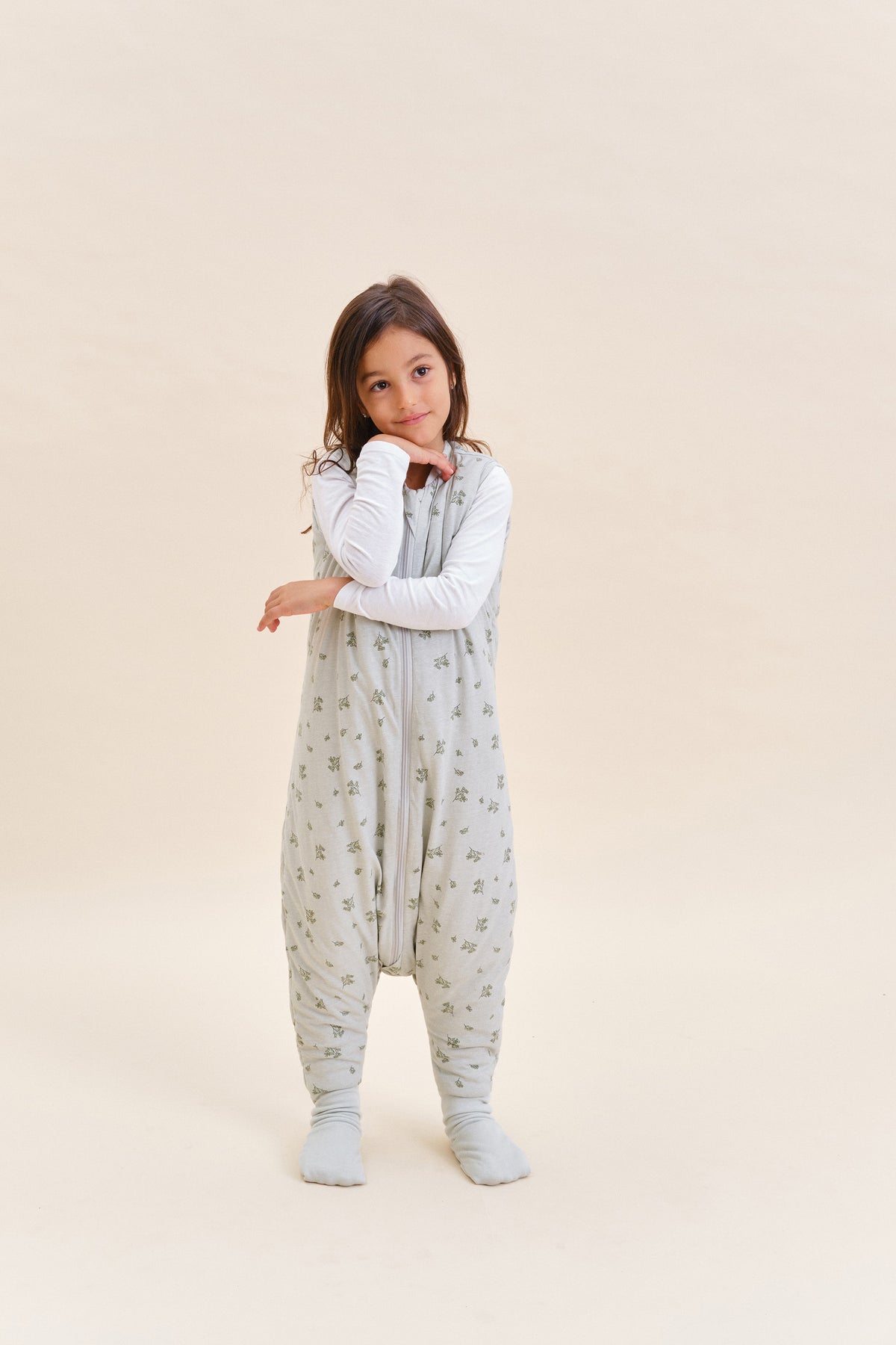 Sleeping jumpsuits with socks- Botany Green - TOG 2.5