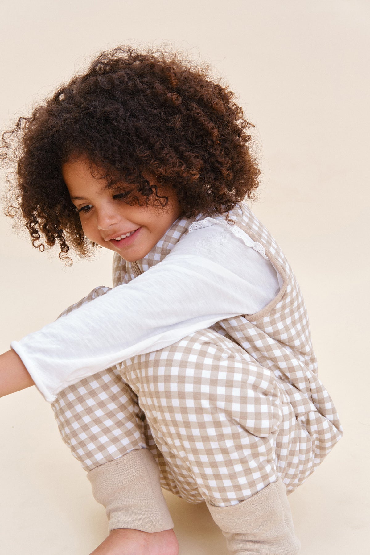 Sleeping jumpsuit with socks - Vichy Beige - TOG 2.5