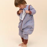 Schalfsack mit Ärmeln und rutschfesten Socken – Vichy Brown & Blue – TOG 2.5