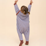 Schalfsack mit Ärmeln und rutschfesten Socken – Vichy Brown & Blue – TOG 2.5