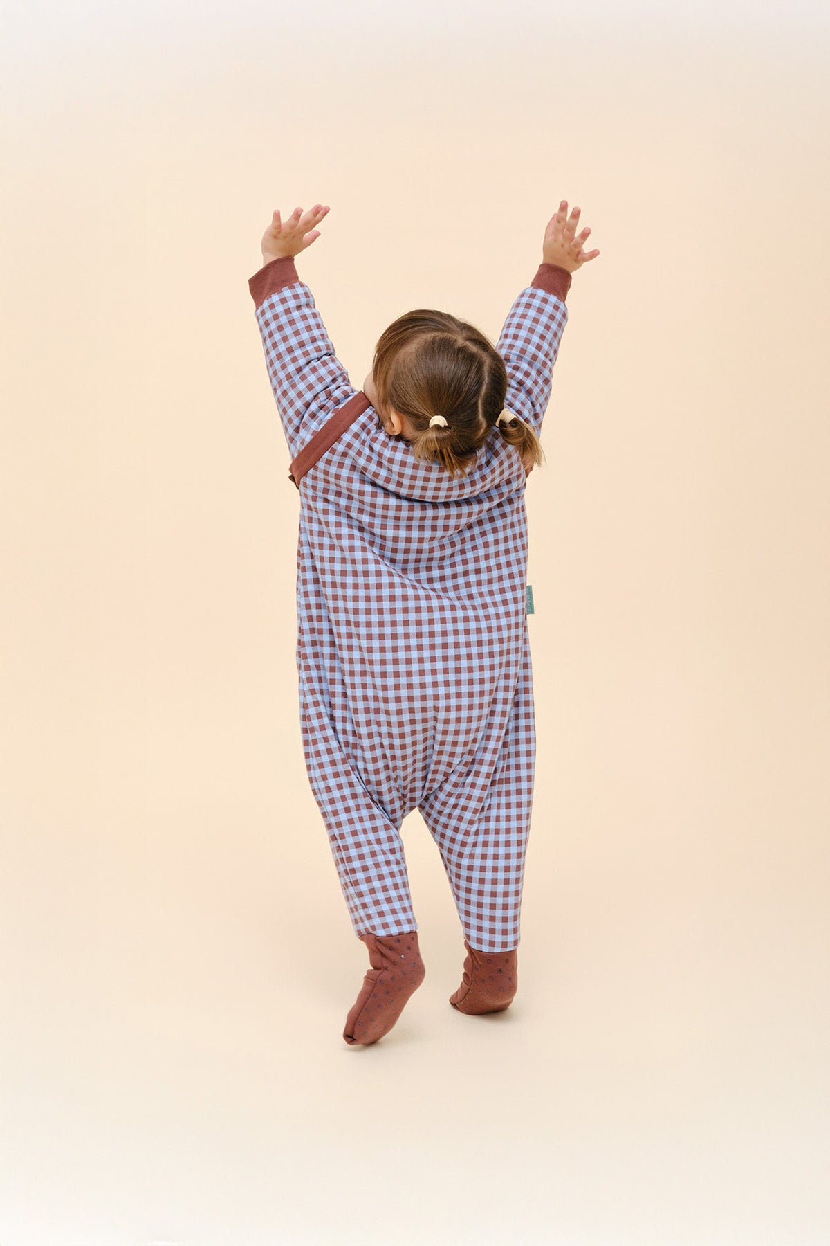 Pijama manta con mangas y calcetines antideslizantes - Vichy Brown & Blue - TOG 2.5