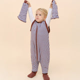 Schalfsack mit Ärmeln und rutschfesten Socken – Vichy Brown & Blue – TOG 2.5