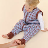 Schalfsack mit Ärmeln und rutschfesten Socken – Vichy Brown & Blue – TOG 2.5