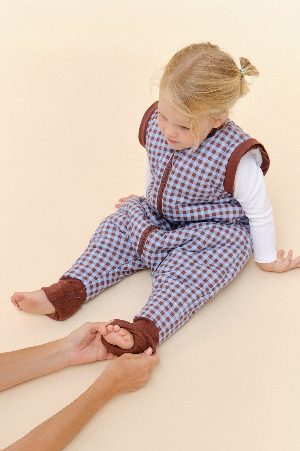 Pijama manta con mangas y calcetines antideslizantes - Vichy Brown & Blue - TOG 2.5